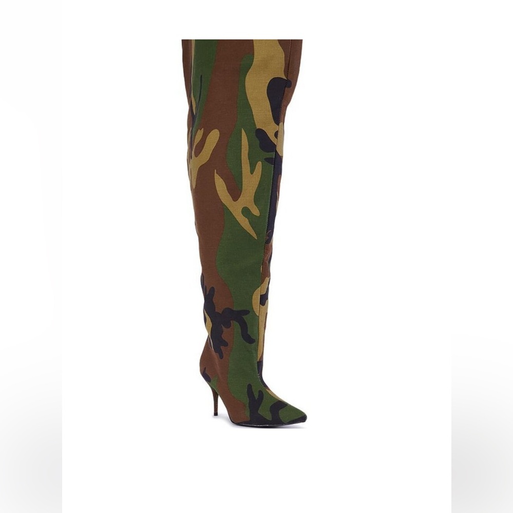 Azalea Wang Camouflage Over-the-Knee Boots